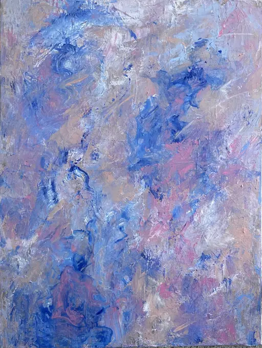 After the Dream, a blue, pink and peach textured abstract painting