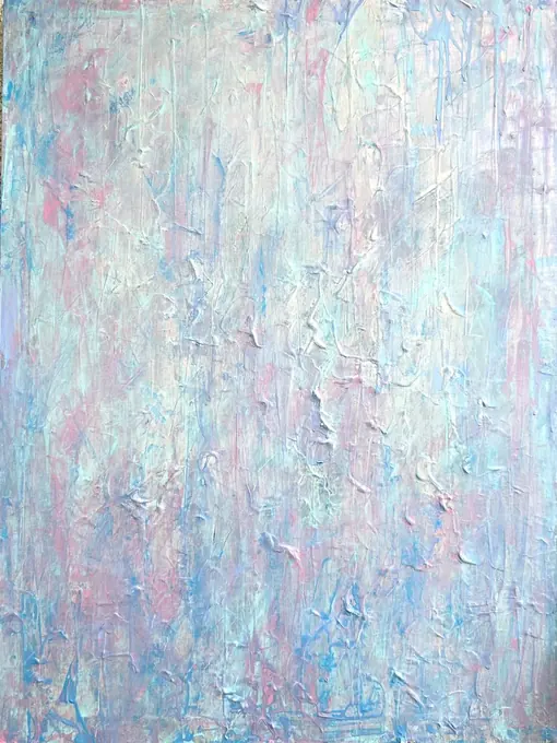 Weightless, a pale blue, mint and pink textured abstract painting